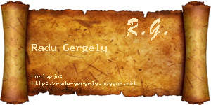 Radu Gergely névjegykártya